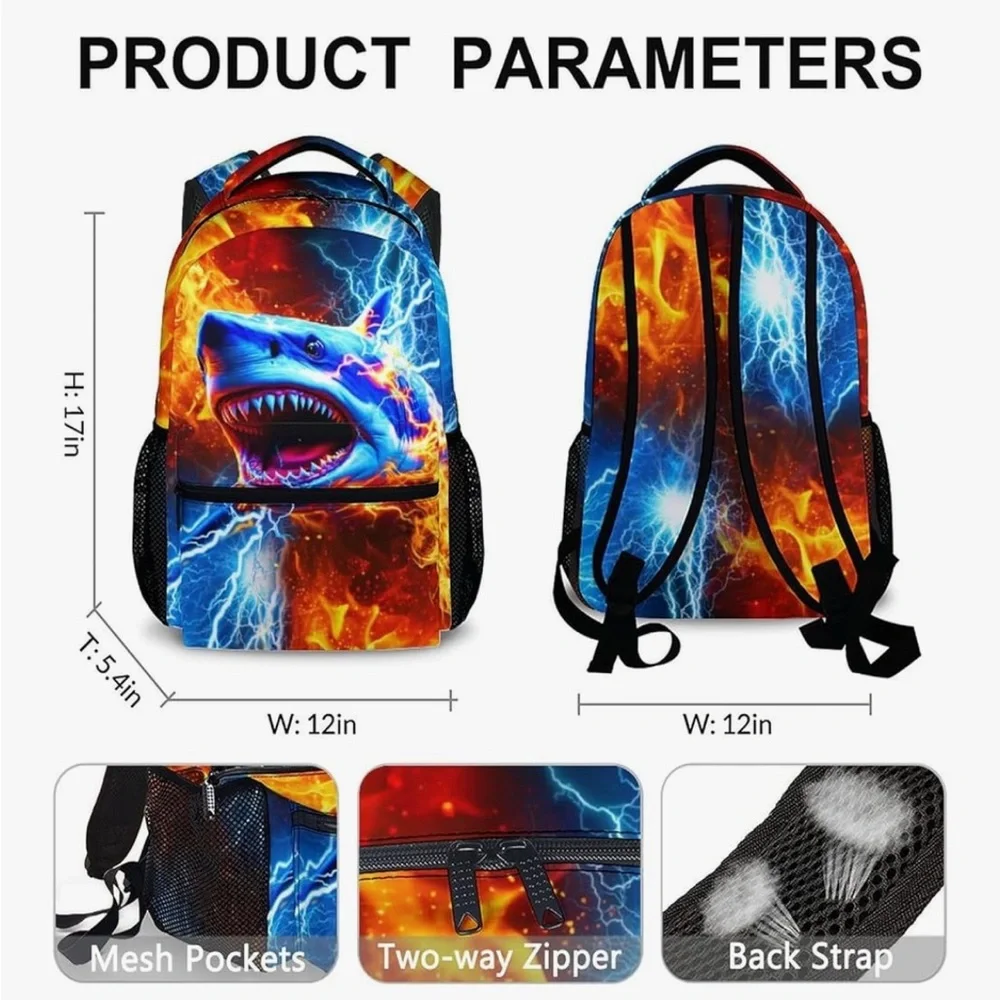 NWT-Vibrant Shark Print Backpack